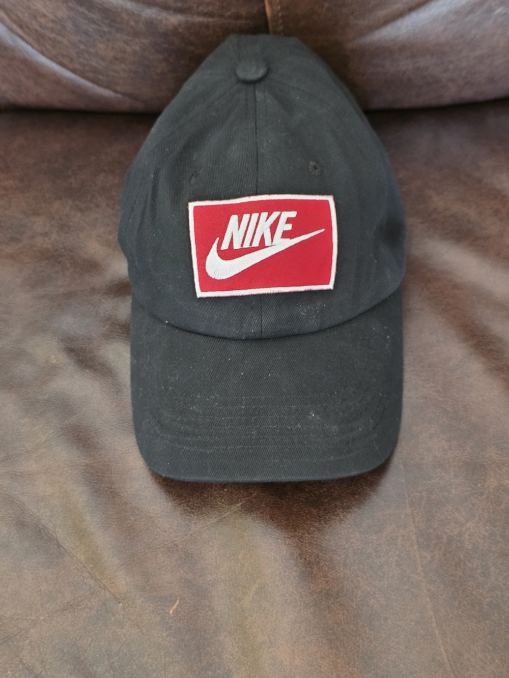 Nike Black Baseball Cap with Red Logo Patch